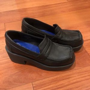 Jeffrey Campbell Black Leather Platform Loafers
